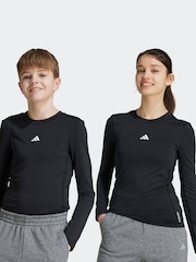 adidas Black Kids Techfit Long Sleeve Top - Image 1 of 6