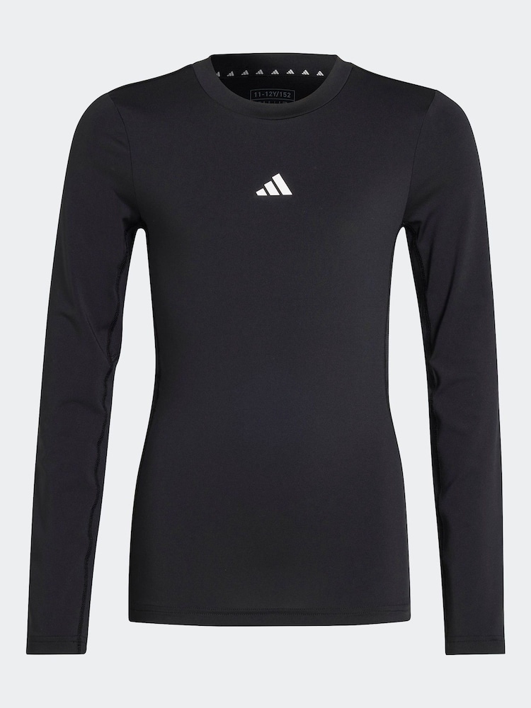 adidas Black Kids Techfit Long Sleeve Top - Image 6 of 6
