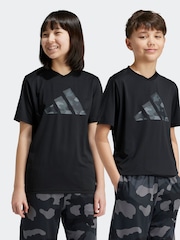 أسود - تيشرت رياضي للأطفال مزيّن بطبعة تشكيلة Essentials من adidas - صورة 1 من 1