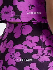 adidas Purple Kids Train Essentials Seasonal Printed High Waisted 7/8 Training Leggings - Image 3 of 6