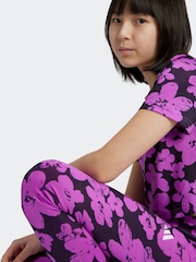 adidas Purple Kids Train Essentials Seasonal Printed High Waisted 7/8 Training Leggings - Image 4 of 6