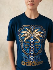 adidas Blue 100% Cotton Farm Graphic T-Shirt - Image 4 of 6