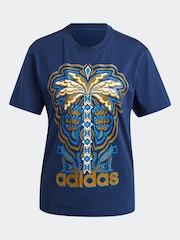 adidas Blue 100% Cotton Farm Graphic T-Shirt - Image 6 of 6