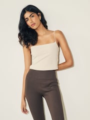 Ecru White Thin Strap Slinky Cami Vest - Image 2 of 2