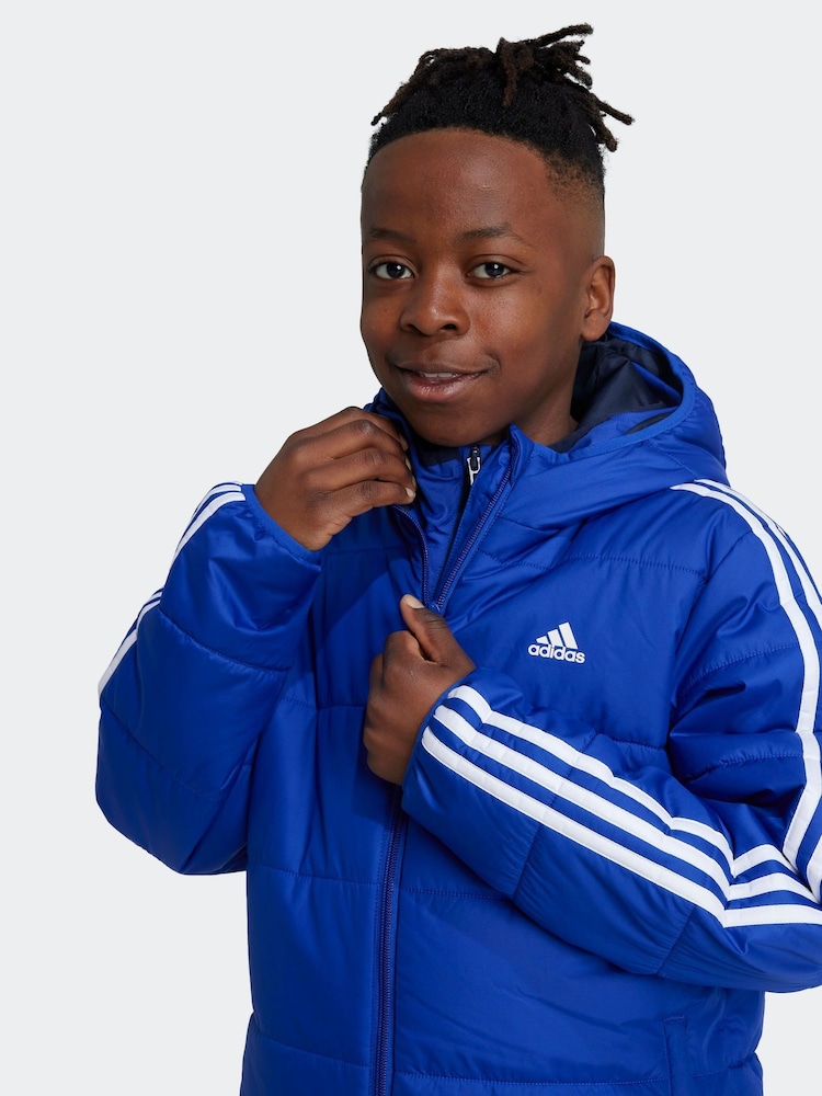 adidas Blue Essentials 3-Stripes Padded Jacket - Image 1 of 6