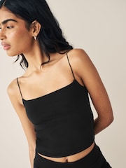 Black Thin Strap Slinky Cami Vest - Image 4 of 6