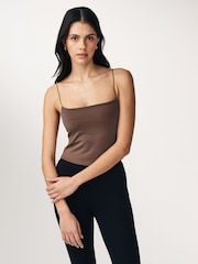 Chocolate Brown Thin Strap Slinky Cami Vest - Image 2 of 7