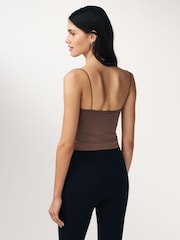 Chocolate Brown Thin Strap Slinky Cami Vest - Image 3 of 7