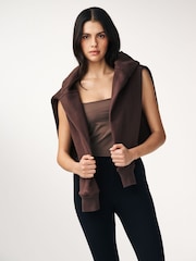 Chocolate Brown Thin Strap Slinky Cami Vest - Image 4 of 7