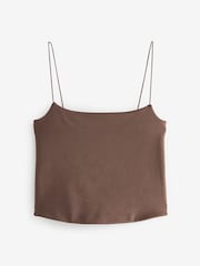 Chocolate Brown Thin Strap Slinky Cami Vest - Image 6 of 7