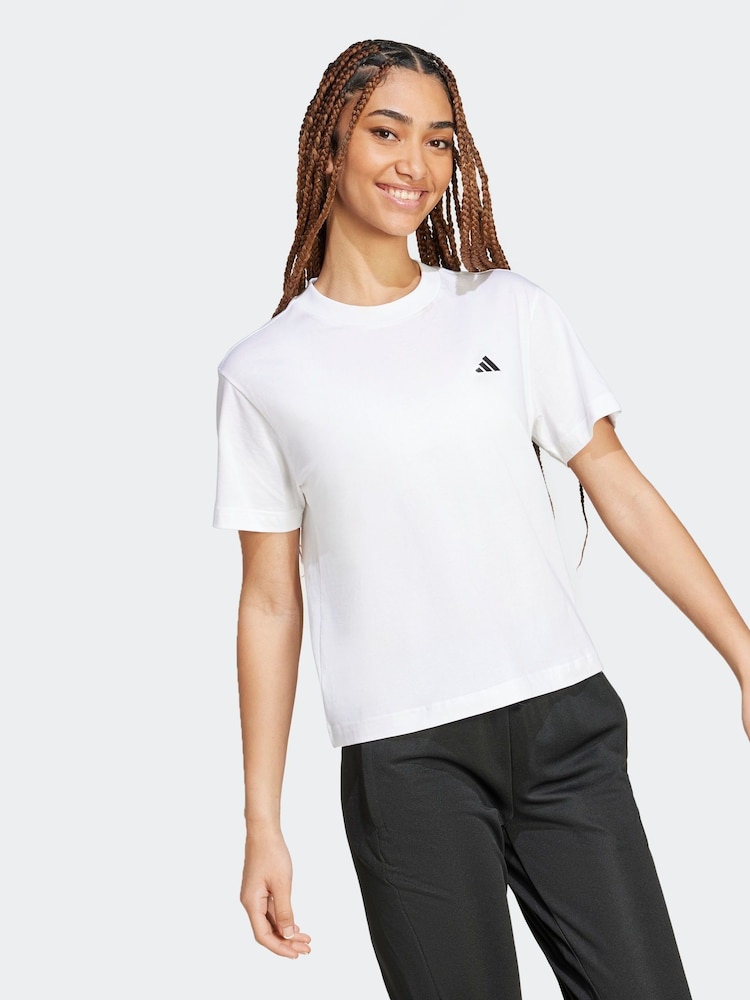 adidas White Small Logo 100% Cotton T-Shirt - Image 1 of 7