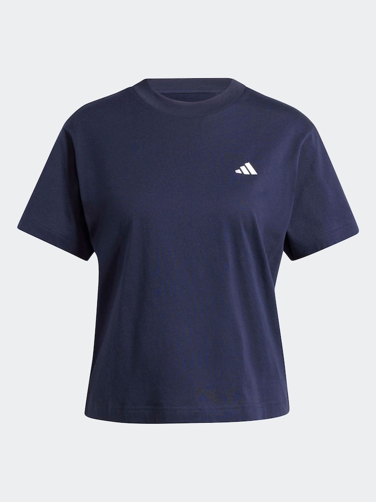adidas Blue Small Logo 100% Cotton T-Shirt - Image 7 of 7