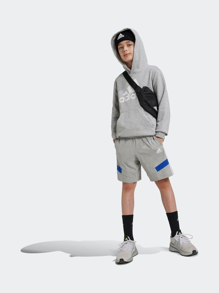 adidas Grey Kids 100% Cotton Colorblock Shorts - Image 1 of 6