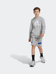 adidas Grey Kids 100% Cotton Colorblock Shorts - Image 4 of 6
