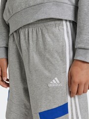 adidas Grey Kids 100% Cotton Colorblock Shorts - Image 5 of 6