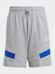 adidas Grey Kids 100% Cotton Colorblock Shorts - Image 6 of 6