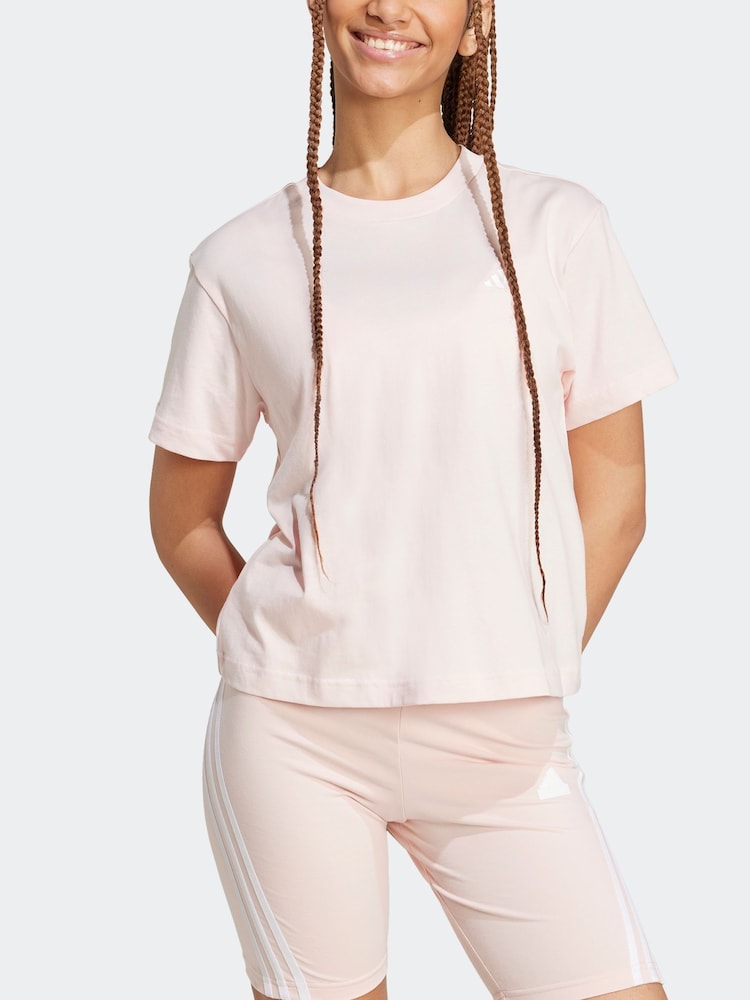 adidas Pink Small Logo 100% Cotton T-Shirt - Image 2 of 7