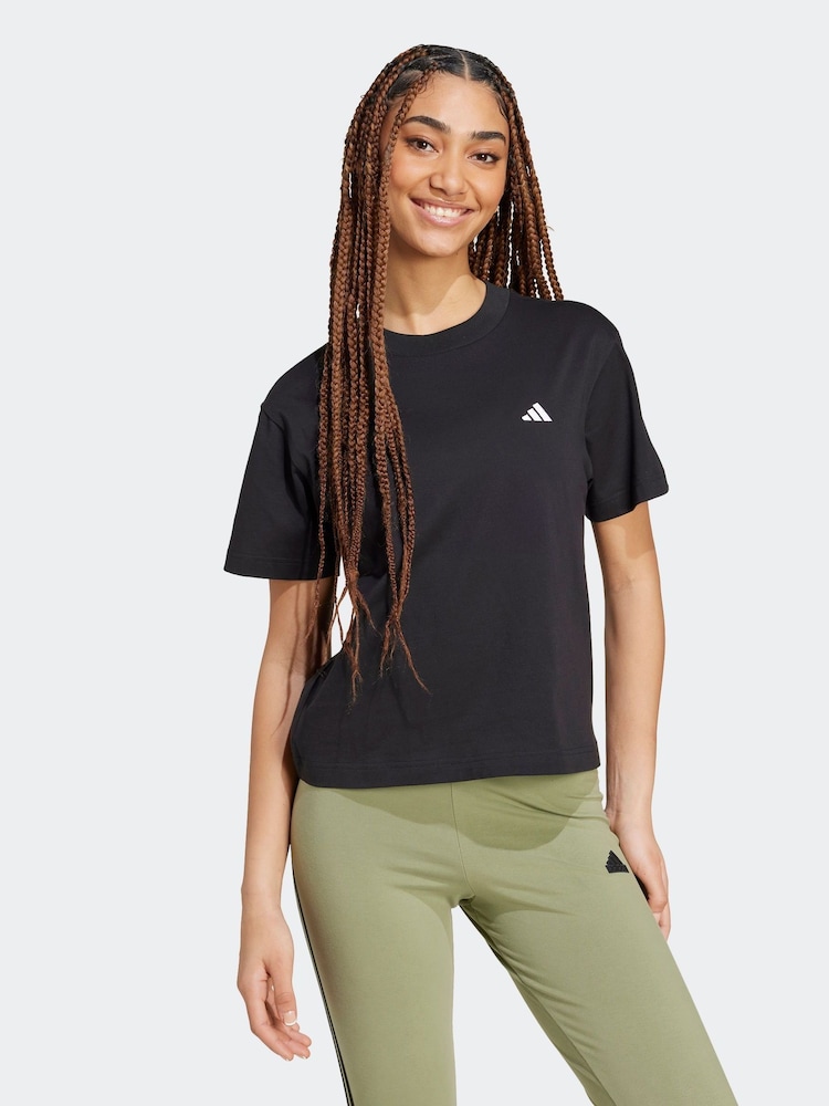 adidas Black Small Logo 100% Cotton T-Shirt - Image 1 of 7