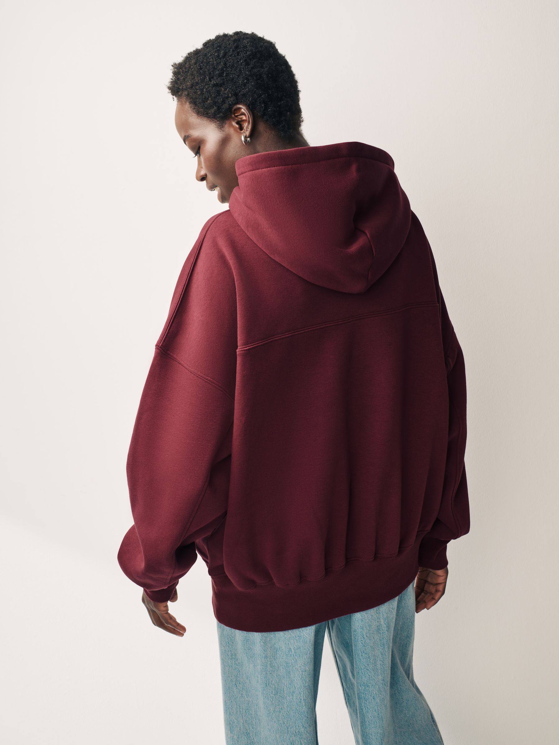 Oversized Relaxed Fit Heavyweight Brushed Longline Hoodie Sweatshirt from Next Oman