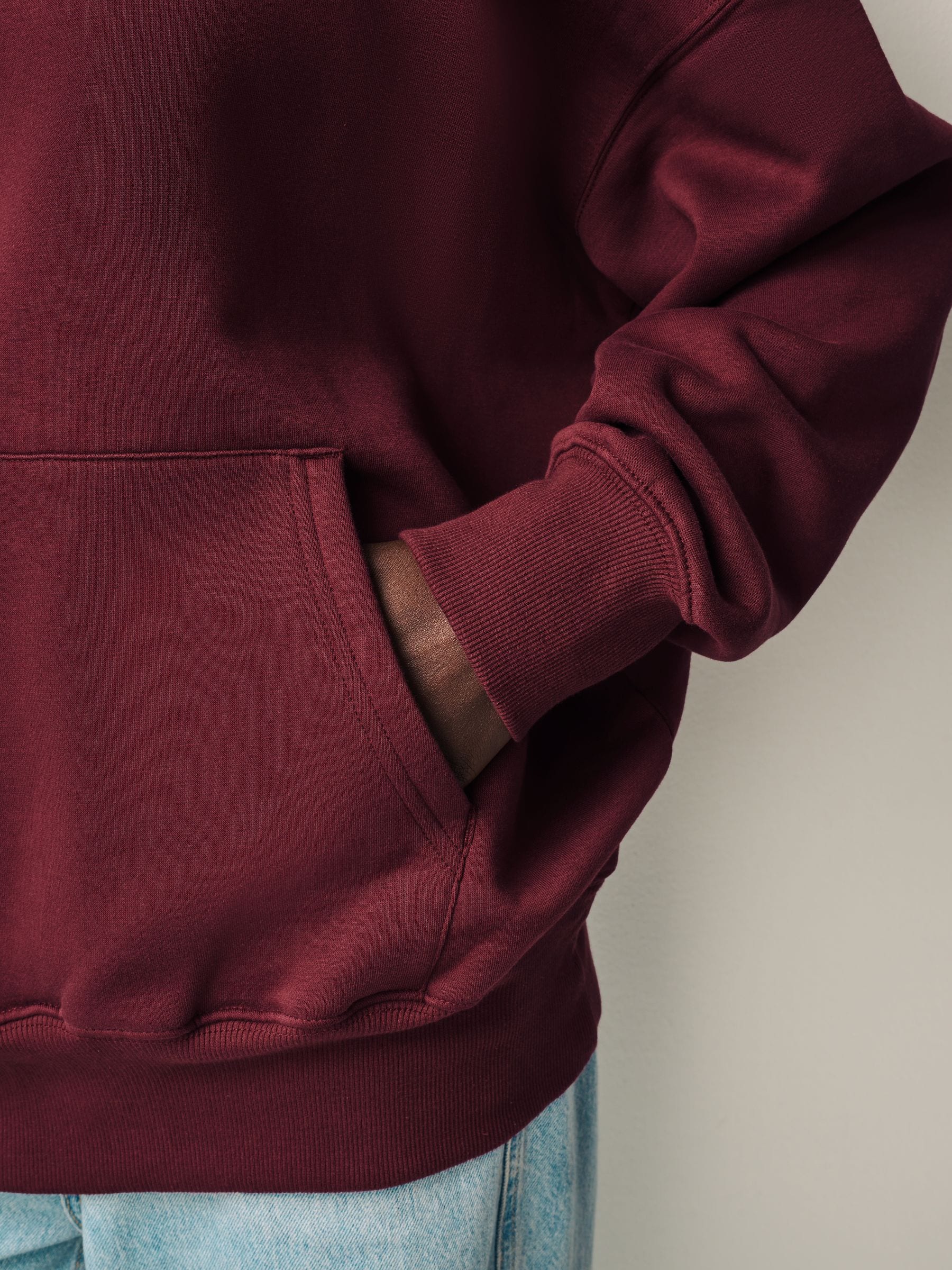 Next Burgundy Red Oversized Relaxed Fit Heavyweight Brushed Longline Hoodie Sweatshirt
