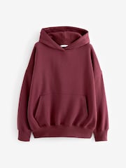 Burgundy Red Oversized Relaxed Fit Heavyweight Brushed Longline Hoodie Sweatshirt - Image 5 of 6