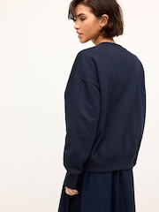 Navy Blue Heavyweight Soft Touch Crew Neck Sweatshirt - Image 3 of 6
