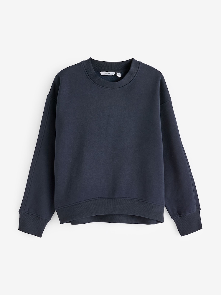 Navy Blue Heavyweight Soft Touch Crew Neck Sweatshirt - Image 5 of 6