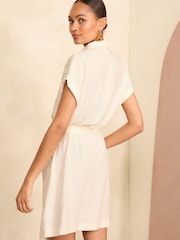 Love & Roses White 3/4 Sleeve Cutwork Mini Shirt Dress - Image 4 of 4