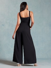 Love & Roses Black Wide Leg Cami Belted Jumpsuit - Image 3 of 4