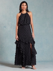 Love & Roses Black 3D Applique Floral Mini Dress - Image 1 of 4
