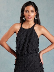 Love & Roses Black 3D Applique Floral Mini Dress - Image 2 of 4