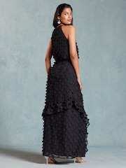 Love & Roses Black 3D Applique Floral Mini Dress - Image 3 of 4