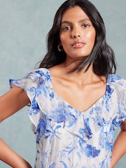 Love & Roses Green Animal Petite Twist Detail V Neck Front Split Midi Dress - Image 2 of 4