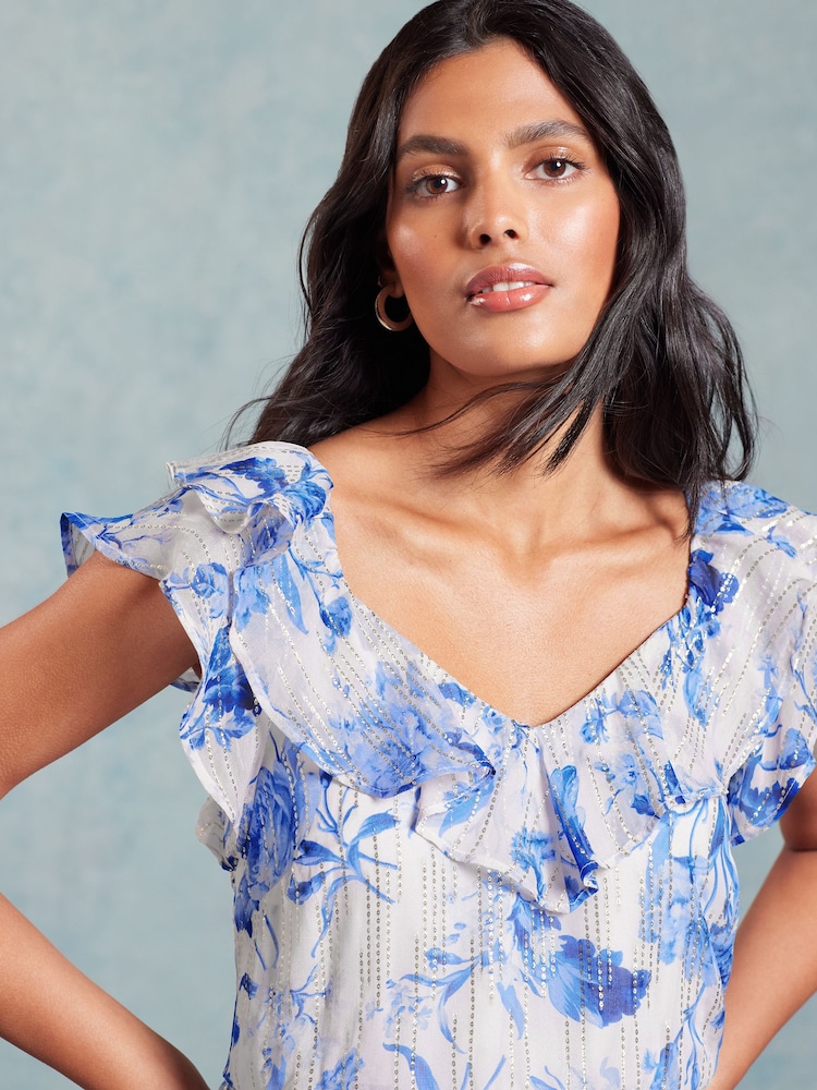 Love & Roses Green Animal Petite Twist Detail V Neck Front Split Midi Dress - Image 2 of 4