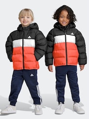 adidas Black/Red Synthetic Down Padded Jacket - Image 1 of 7