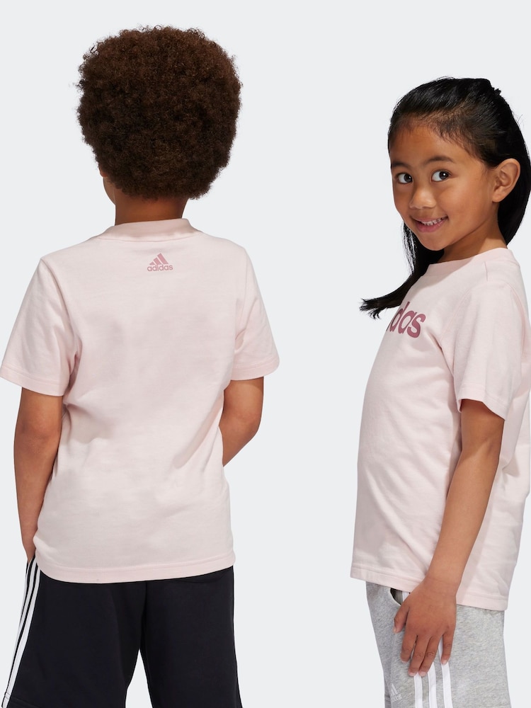 adidas Pink 100% Cotton Essentials Lineage T-Shirt - Image 2 of 3