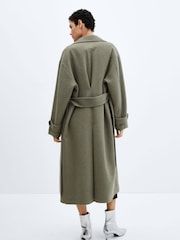 Mango Green Woollen Coat With Belt - Image 3 of 7