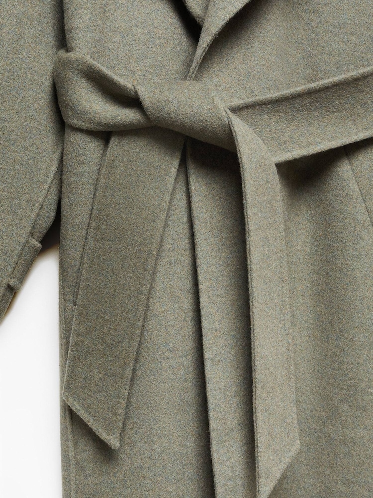 Mango Green Woollen Coat With Belt - Image 7 of 7