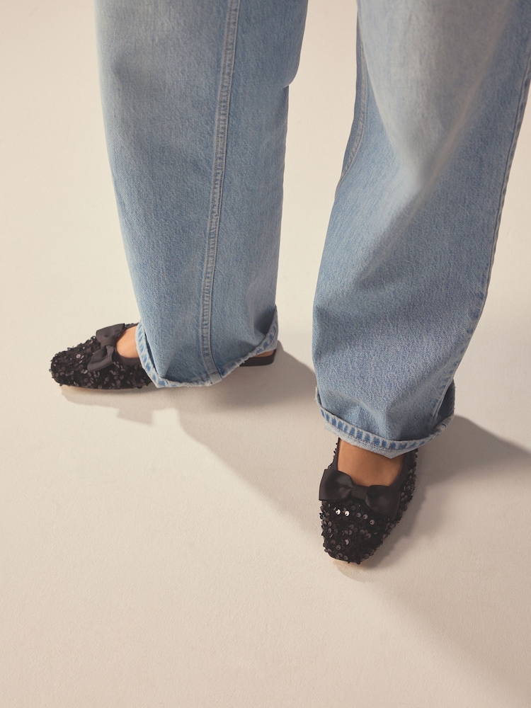 Black Forever Comfort® Sequin Bow Slingback Shoes - Image 1 of 10