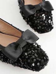 Black Forever Comfort® Sequin Bow Slingback Shoes - Image 10 of 10