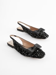 Black Forever Comfort® Sequin Bow Slingback Shoes - Image 4 of 10