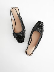 Black Forever Comfort® Sequin Bow Slingback Shoes - Image 6 of 10