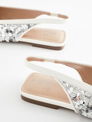 Silver Forever Comfort® Sequin Bow Slingback Shoes - Image 8 of 10