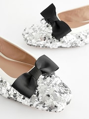 Silver Forever Comfort® Sequin Bow Slingback Shoes - Image 9 of 10