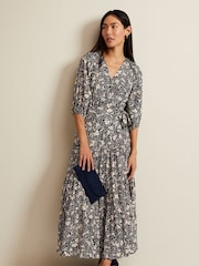 Phase Eight Black Floral Kezia Wrap Midi Dress - Image 1 of 6