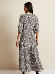 Phase Eight Black Floral Kezia Wrap Midi Dress - Image 2 of 6