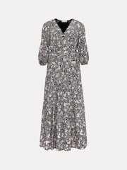 Phase Eight Black Floral Kezia Wrap Midi Dress - Image 6 of 6