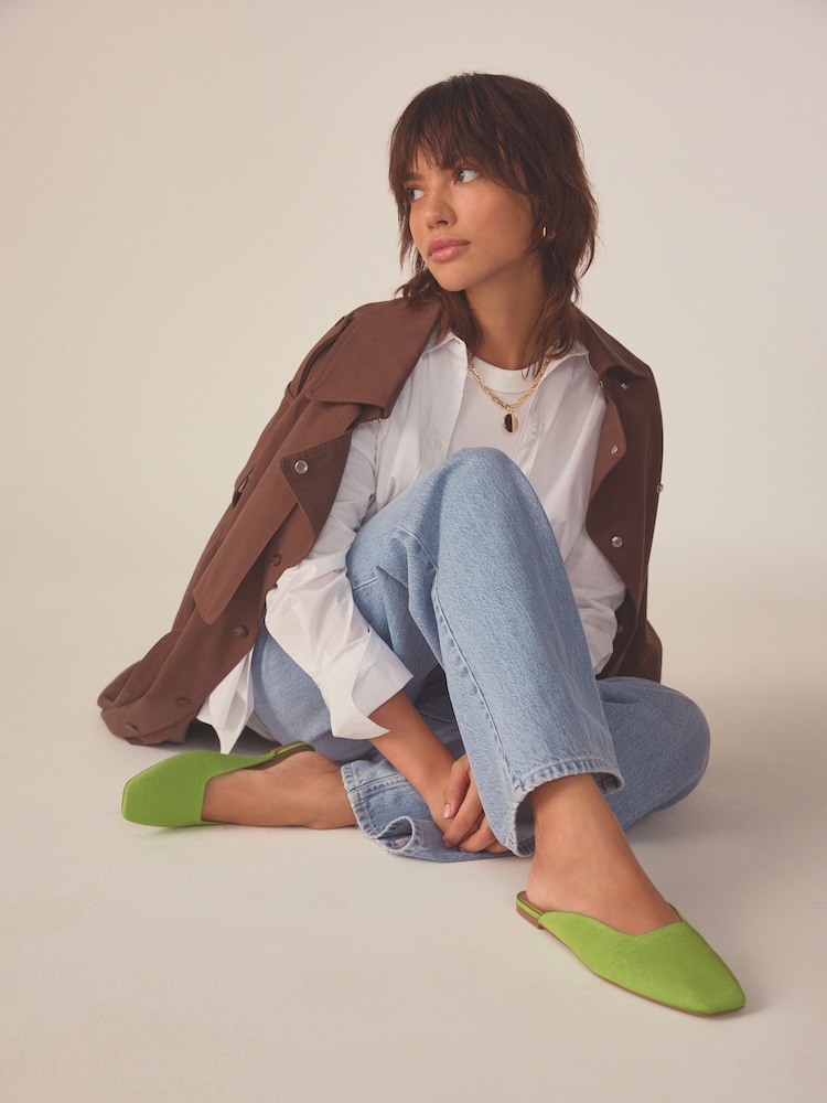 Green Forever Comfort® Square Toe Mules - Image 1 of 7 Green Forever Comfort® Square Toe Mules - Image 1 of 7