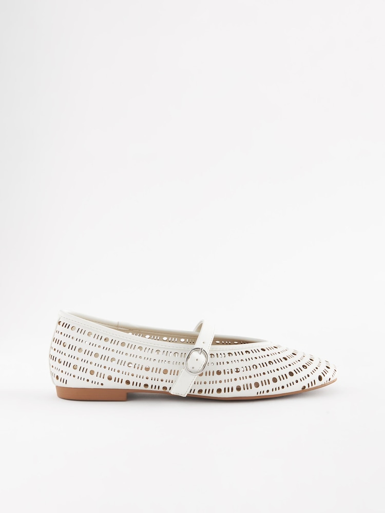 White Forever Comfort® Lasercut Mary Jane Shoes - Image 2 of 6