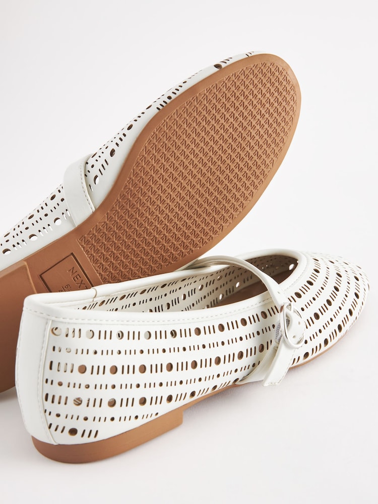 White Forever Comfort® Lasercut Mary Jane Shoes - Image 6 of 6